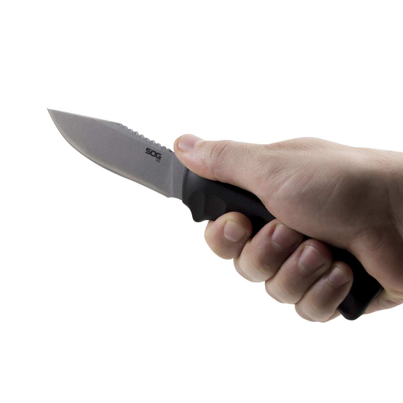 SOG Ace Field Fixed Blade Knife- Full Tang 3.8 Inch Clip Point Blade Survival Knife w/ Cord Cutting Sheath and Easy-Grip Handle (ACE1001-CP), Black