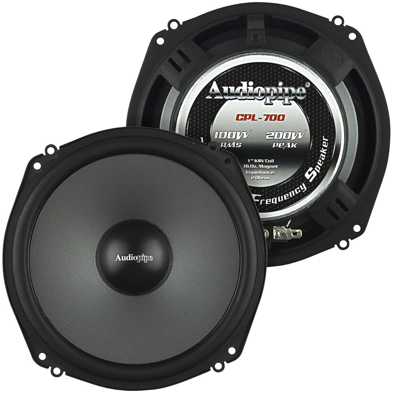 Audiopipe CPL700 7.75 x 15.75 x 3.25 in Shallow Mount 7A Low Mid Frequency Speaker - Set of 2