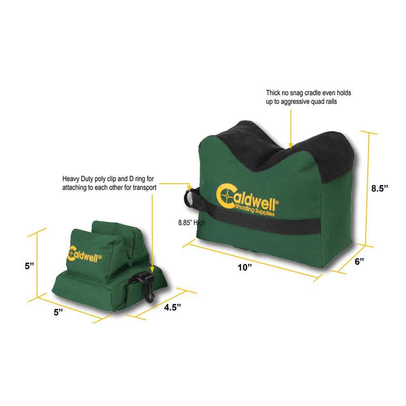 Caldwell DeadShot Boxed Combo Front and Rear Bag with Durable Construction and Water Resistance for Outdoor, Range, Shooting and Hunting, Green/Black