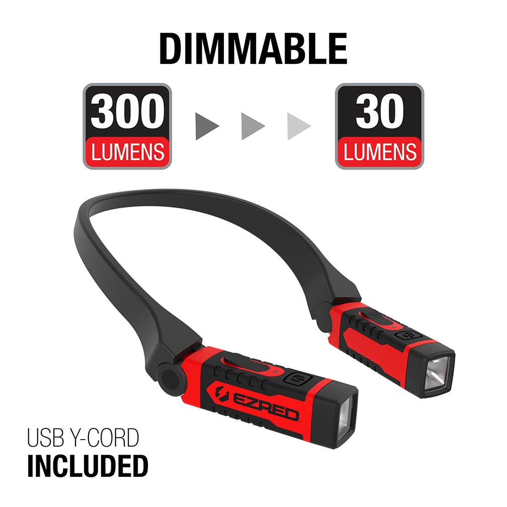 EZRED ANYWEAR Rechargeable Neck Light for Hands-Free Lighting - NK15, Perfect Light for Mechanics, Camping, Hunting, DIY Projects, Reading