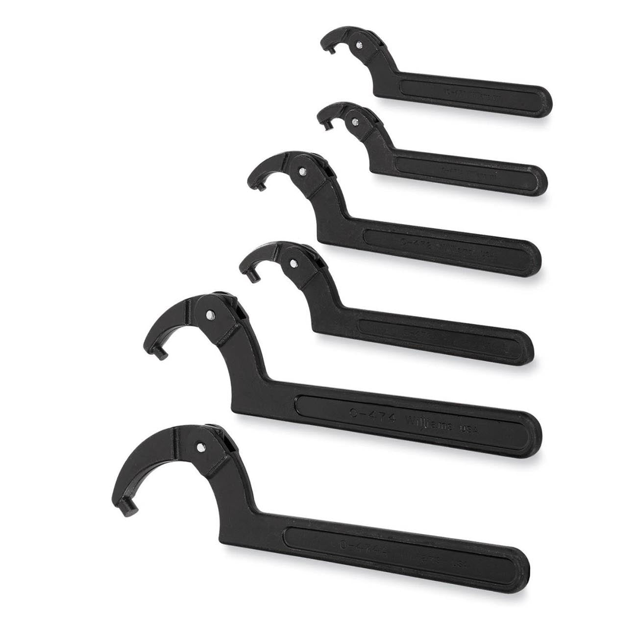 Williams JHWWS-476 6-Piece Adjustable Pin Spanner Wrench Set, Ideal for Adjusting Collars, Lock Nut Rings, and Bearings
