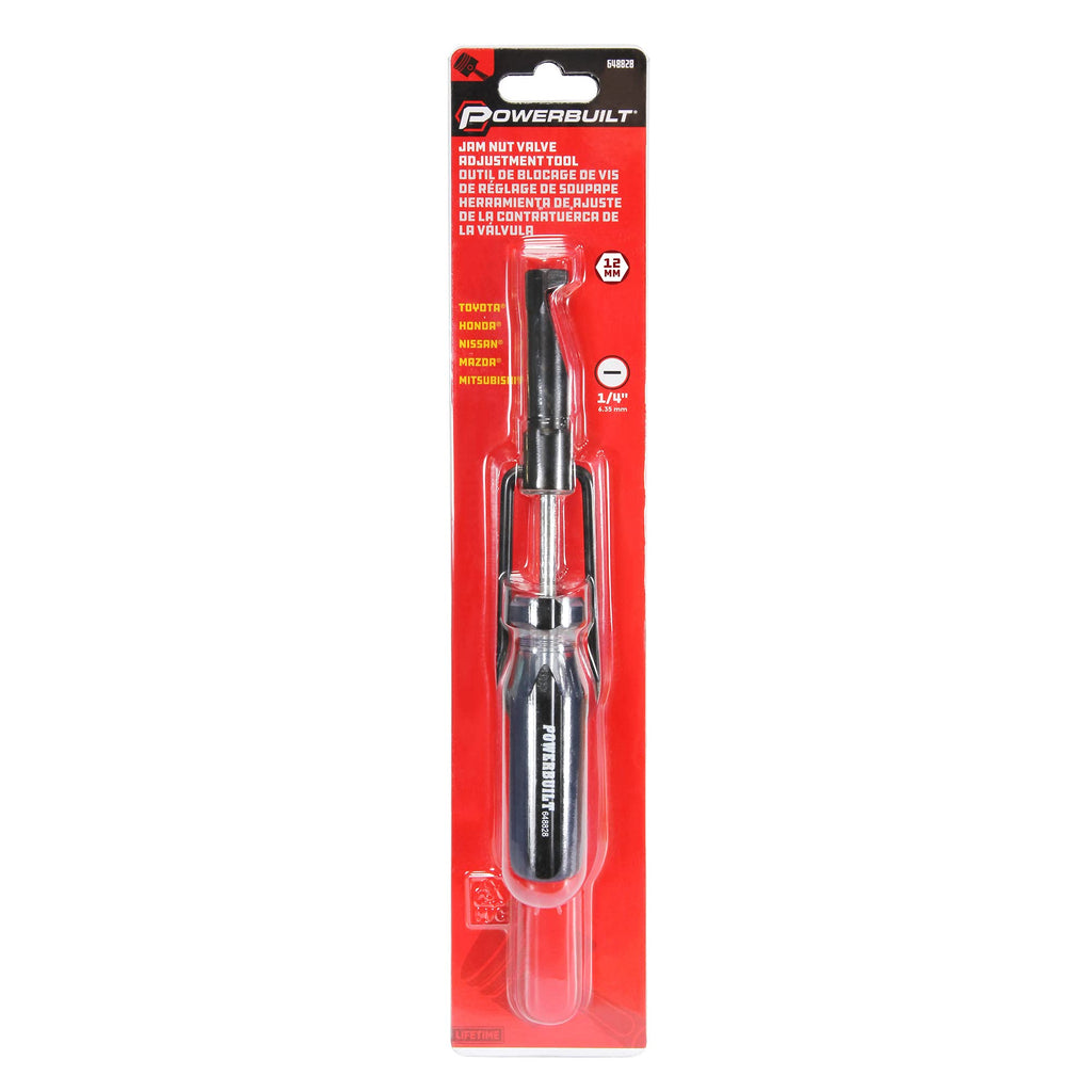 Powerbuilt 12 Millimeter 7-1/2-Inch Jam Nut Valve Adjustment Tool, Slotted Valve Adjusting Stud, Honda, Nissan, Toyota Vehicle Engines - 648828