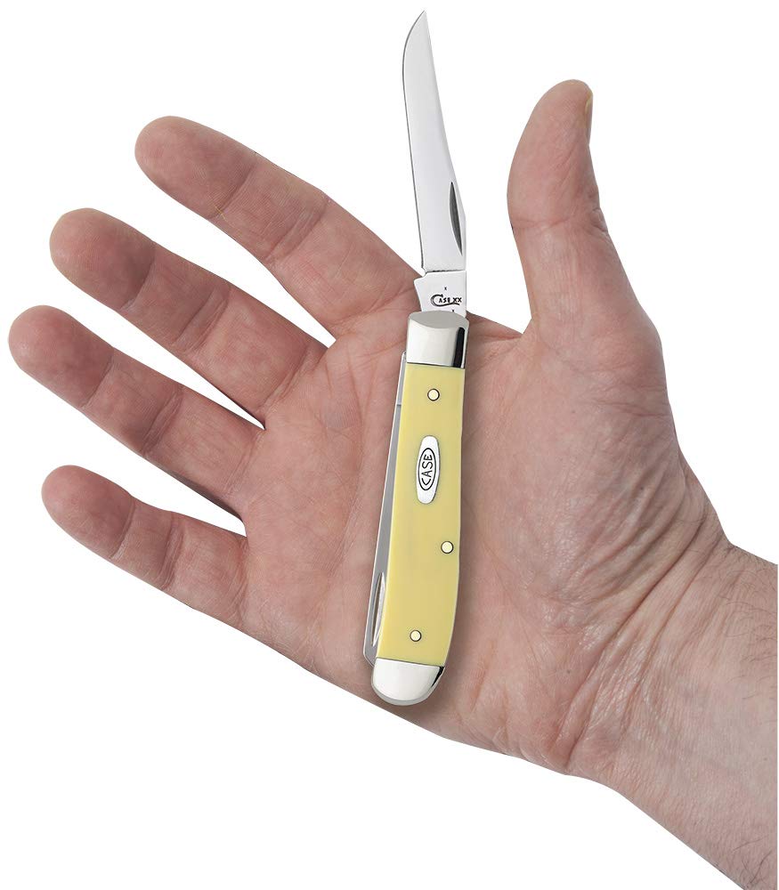 Case WR XX Pocket Knife Yellow Synthetic Mini Trapper SS Item #80029 - (3207 SS) - Length Closed: 3 1/2 Inches