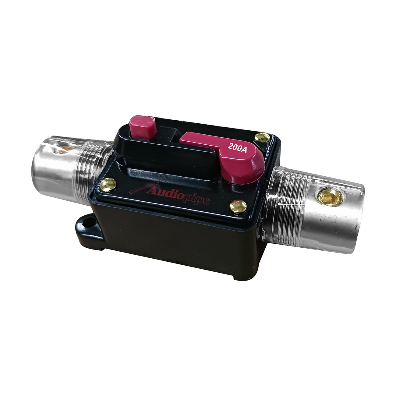 Audiopipe N5P200 200 Amp Manual Reset In‑Line Circuit Breaker – 4/8 Gauge Automotive Power Protection