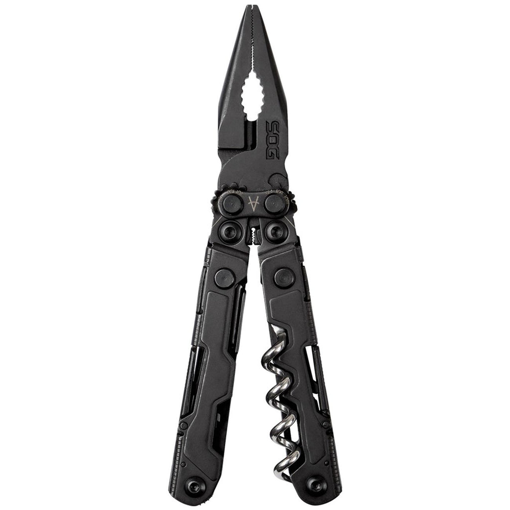 SOG PowerLitre Mini Utility Multi-Tool w/ 19 Lightweight Tools, Compact 5 Inch Long Utility Tool with Knife, Screwdriver, Hex Bit Holder, Black