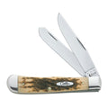 Case XX WR Pocket Knife Trapper With Genuine Bone Handle, Carbon Steel Blade(s), Length Closed: 4 1/8 Inches (Amber Bone)