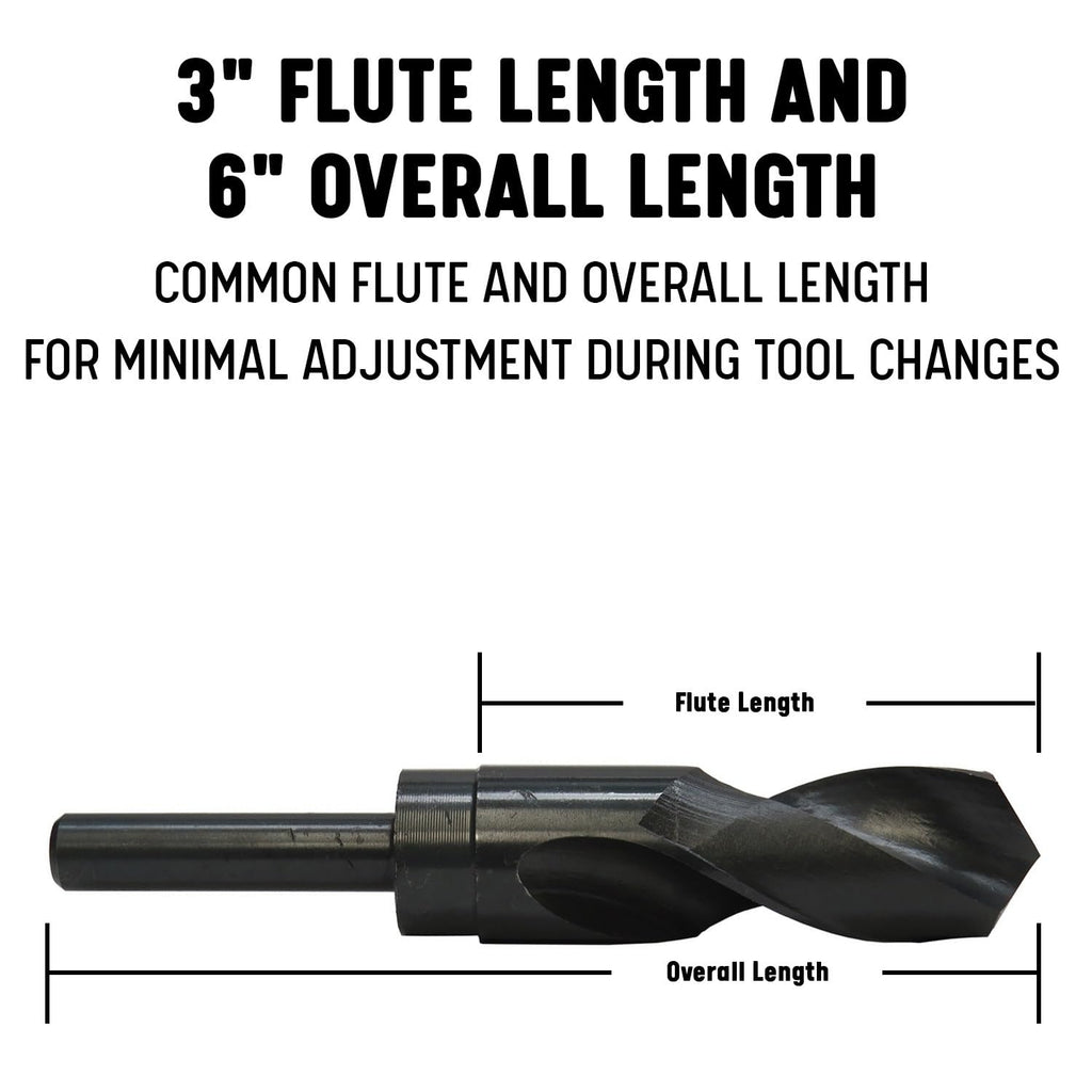 DRILL AMERICA 1-1/8″ Reduced Shank Drill Bit, 1/2″ Shank