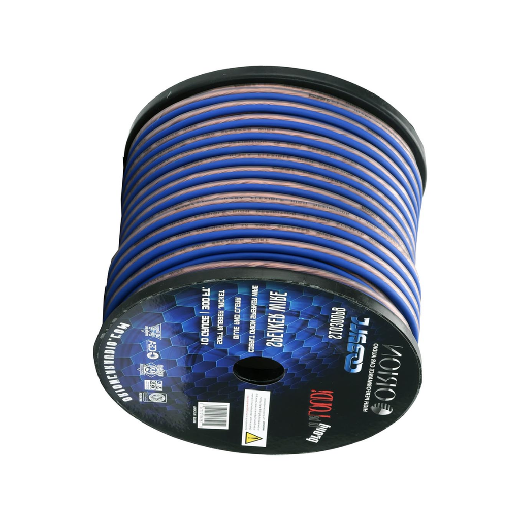 Orion Cobalt S10300PB 10 Gauge AWG (300-Ft Blue/Clear) High Powered Car Speaker Wire Roll, Surround Sound, Home Theater Speakers, RV Audio | 2x10 Gauge Speaker Cable/Wire Roll