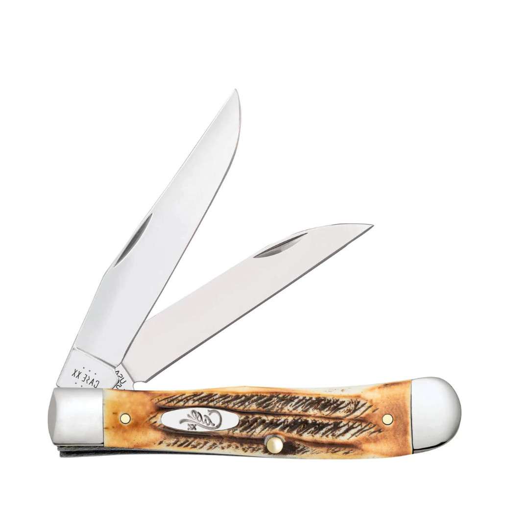 Case Knives 6.5 BoneStag Trapper Folding Pocket Knife CASE65329 – Tru-Sharp Stainless Steel Blades