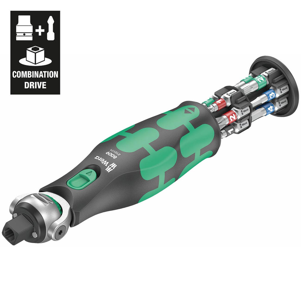 Wera 05004282001 8009 Zyklop Pocket Set Imperial 1, Ratchet Set, 13 Pieces, Black Green