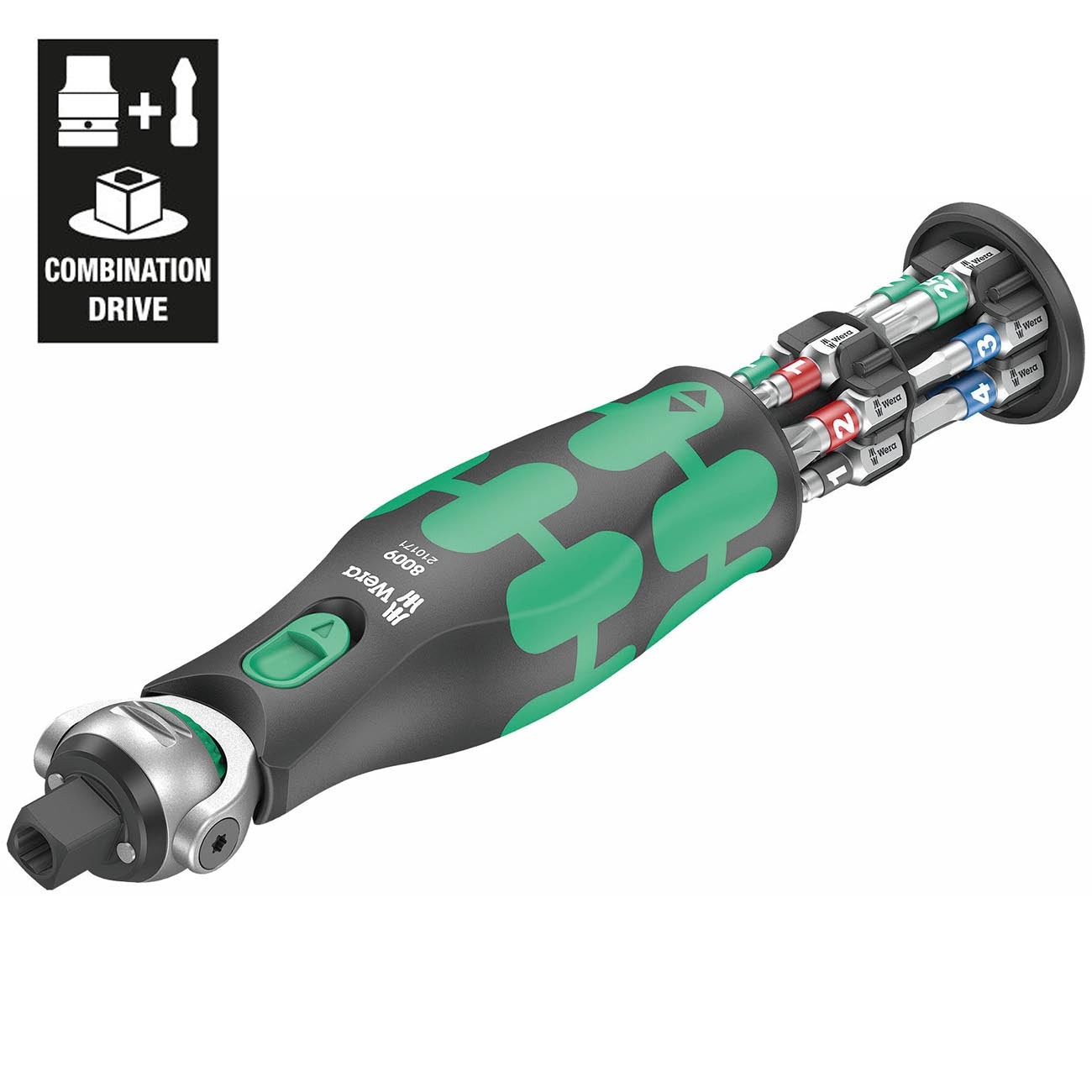 Wera 05004282001 8009 Zyklop Pocket Set Imperial 1, Ratchet Set, 13 Pieces, Black Green