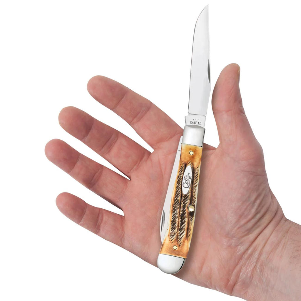 Case Knives 6.5 BoneStag Trapper Folding Pocket Knife CASE65329 – Tru-Sharp Stainless Steel Blades