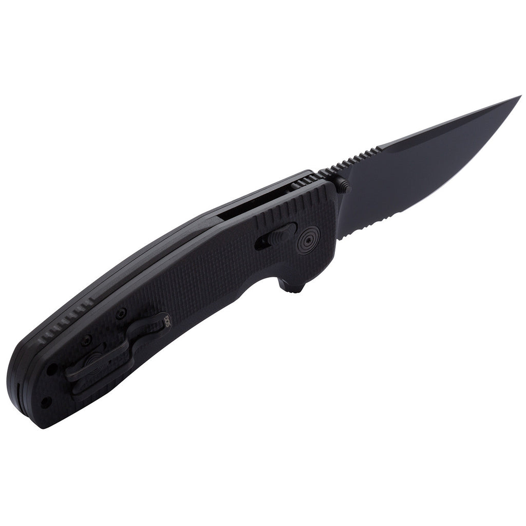 SOG-TAC XR Professional Partially Serrated Tactical Folding Knife | 3.4" D2 Tool Steel Blade Ultra-Grip G10 Handle