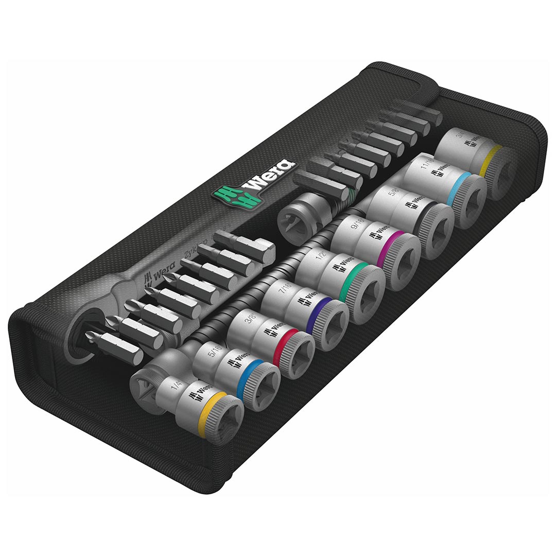 Wera 05004051001 3/8” Drive Switch Ratchet SAE Socket/Bit Set (29-Piece)