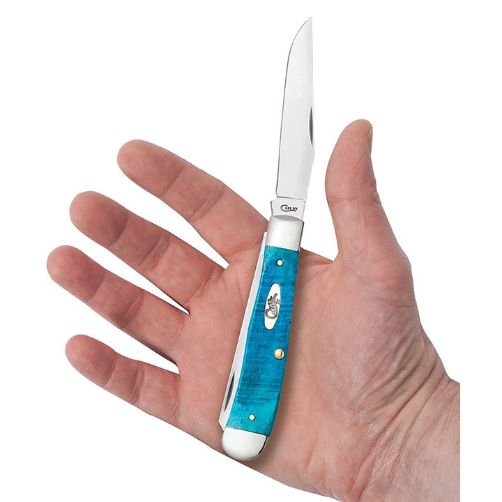 Case WR XX Pocket Knife Trapper Caribbean Blue Jig Bone Item #25592 - (6254 SS) - Length Closed: 4 1/8 Inches