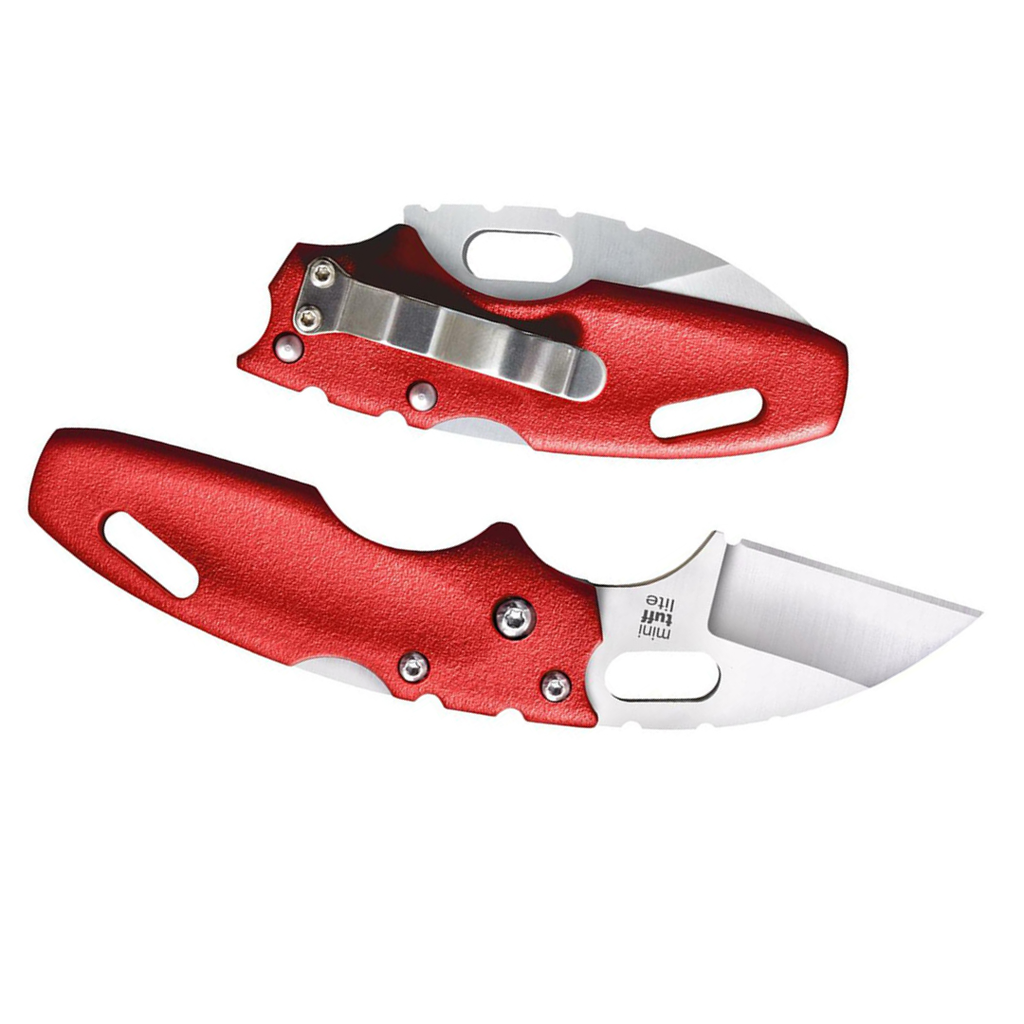 Cold Steel Mini Tuff Lite 2" 4034SS Sheepsfoot Razor-Sharp Blade 3" Griv-Ex Red Handle Everyday Carry Pocket Folding Knife