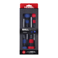 Vessel 2204PBU Ball Grip Screwdriver Set – 4 Piece Phillips & Slotted JIS Screwdriver Kit, Ergonomic Ball Handle, Magnetized Tips, Professional Hand Tool Set