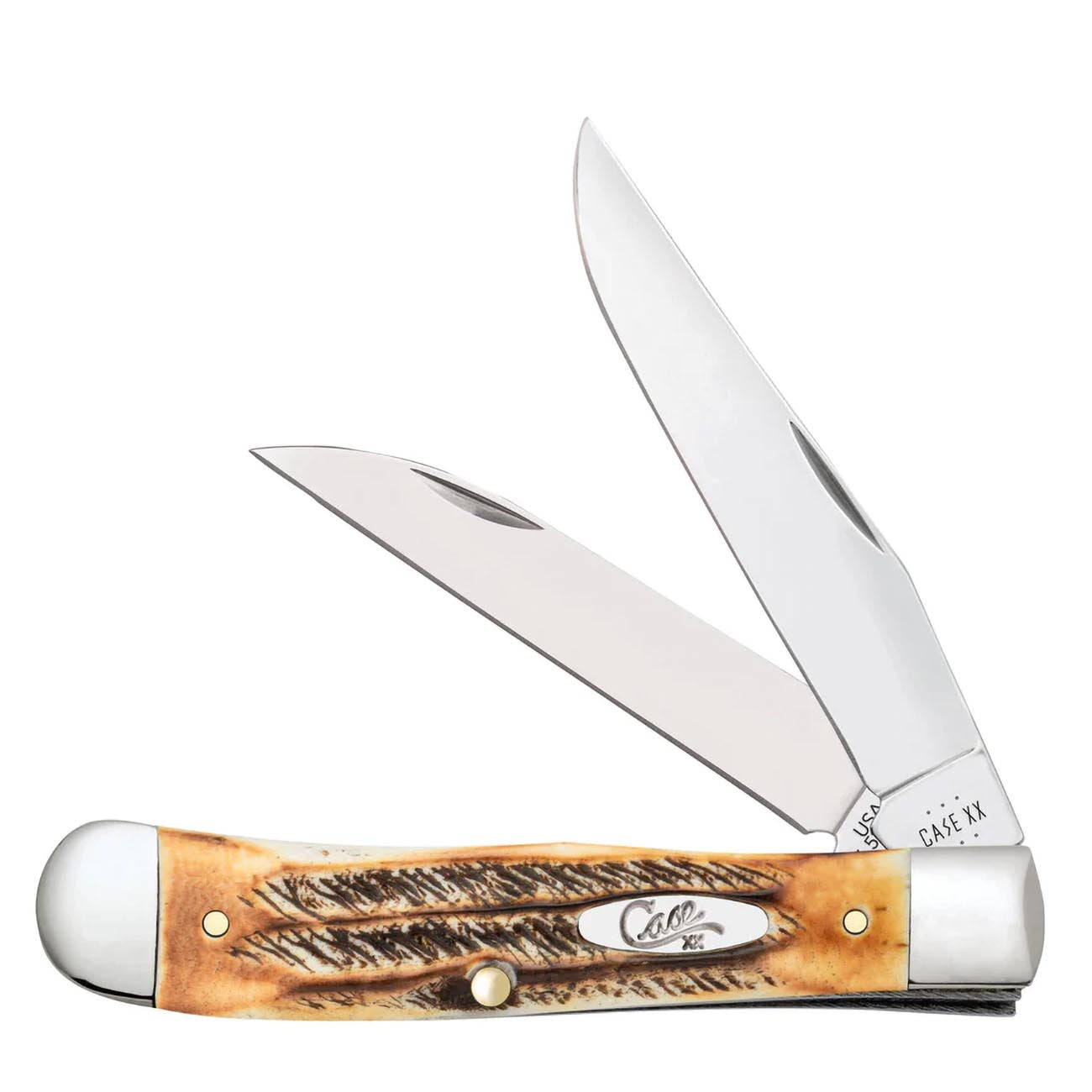 Case Knives 6.5 BoneStag Trapper Folding Pocket Knife CASE65329 – Tru-Sharp Stainless Steel Blades