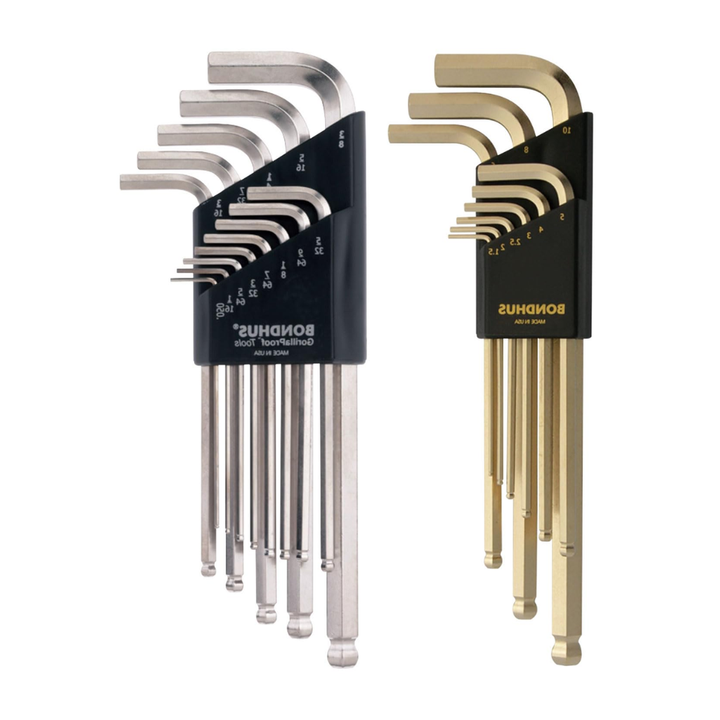 Bondhus 20399 Balldriver Hex Key Set, 22-Piece Metric & SAE Ball End L-Wrench Double Set, GoldGuard/BriteGuard Finish, Made in USA
