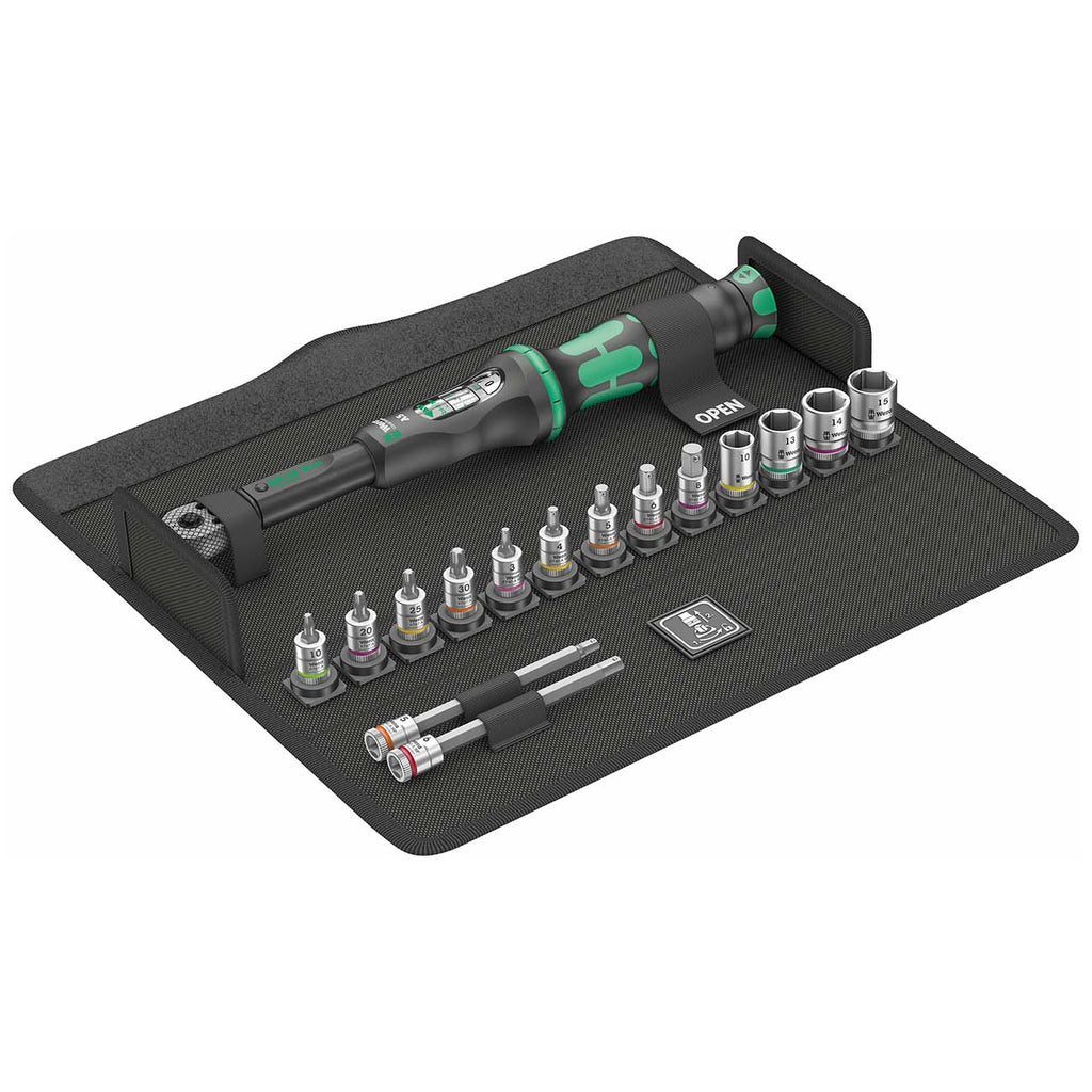 Wera 1/4″ Drive Metric Torque Wrench/Bit Set for Bicycles/E-bikes – 2.5-25 Nm (16 Piece)