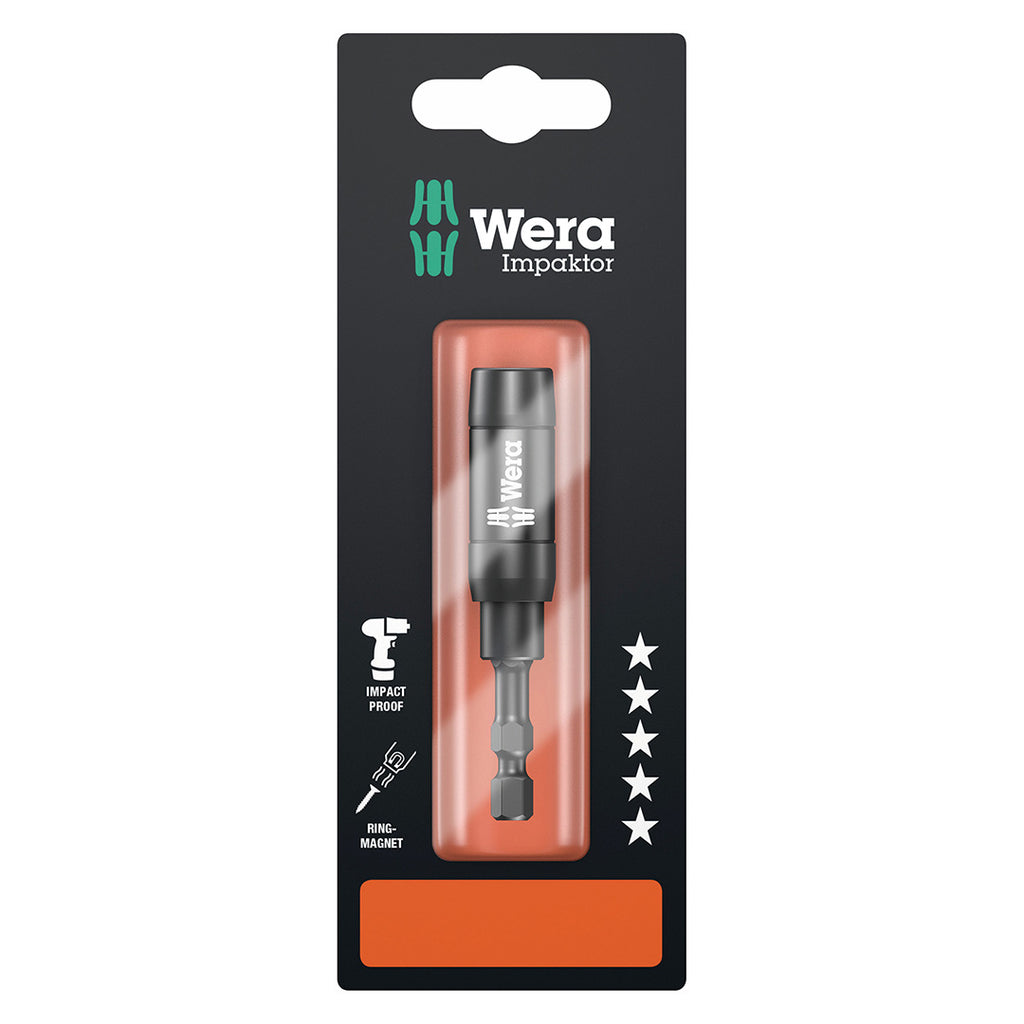 Wera 05073990001 1/4" Hex Drive Impaktor Bit Holder with Ringmagnet, Carded