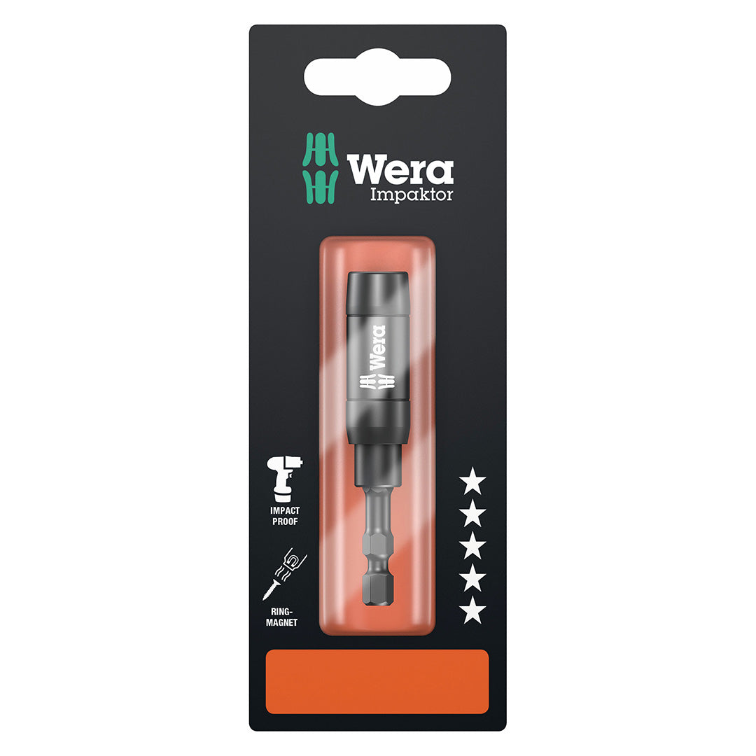 Wera 05073990001 1/4" Hex Drive Impaktor Bit Holder with Ringmagnet, Carded