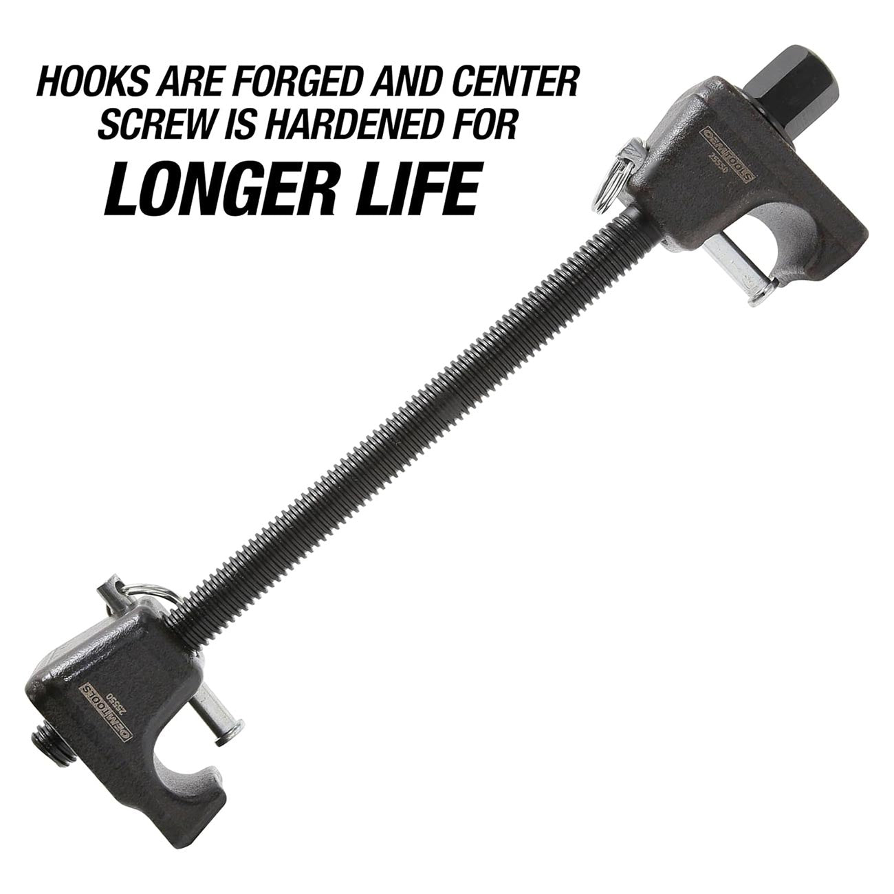 OEMTOOLS 25550 MacPherson 10.75 Inch Strut Spring Compressor, Automotive Suspension System Maintenance Tool, 2-Piece Universal Spring Compressor Tools with 9.75 Inch Maximum Safe Opening, Forged Hooks