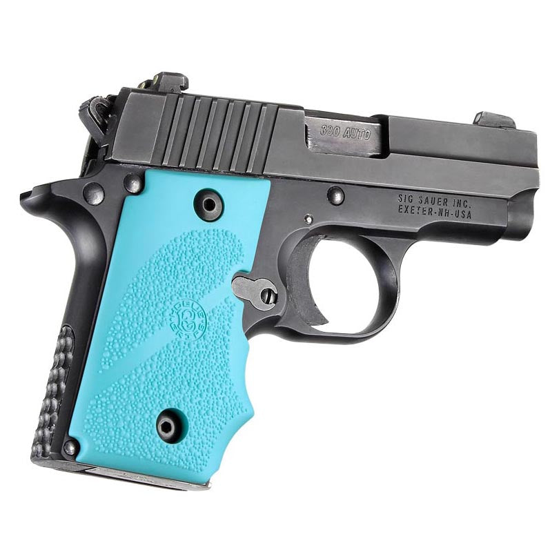 Hogue 38004 Sig P238 Grips, with Finger Grooves, Aqua