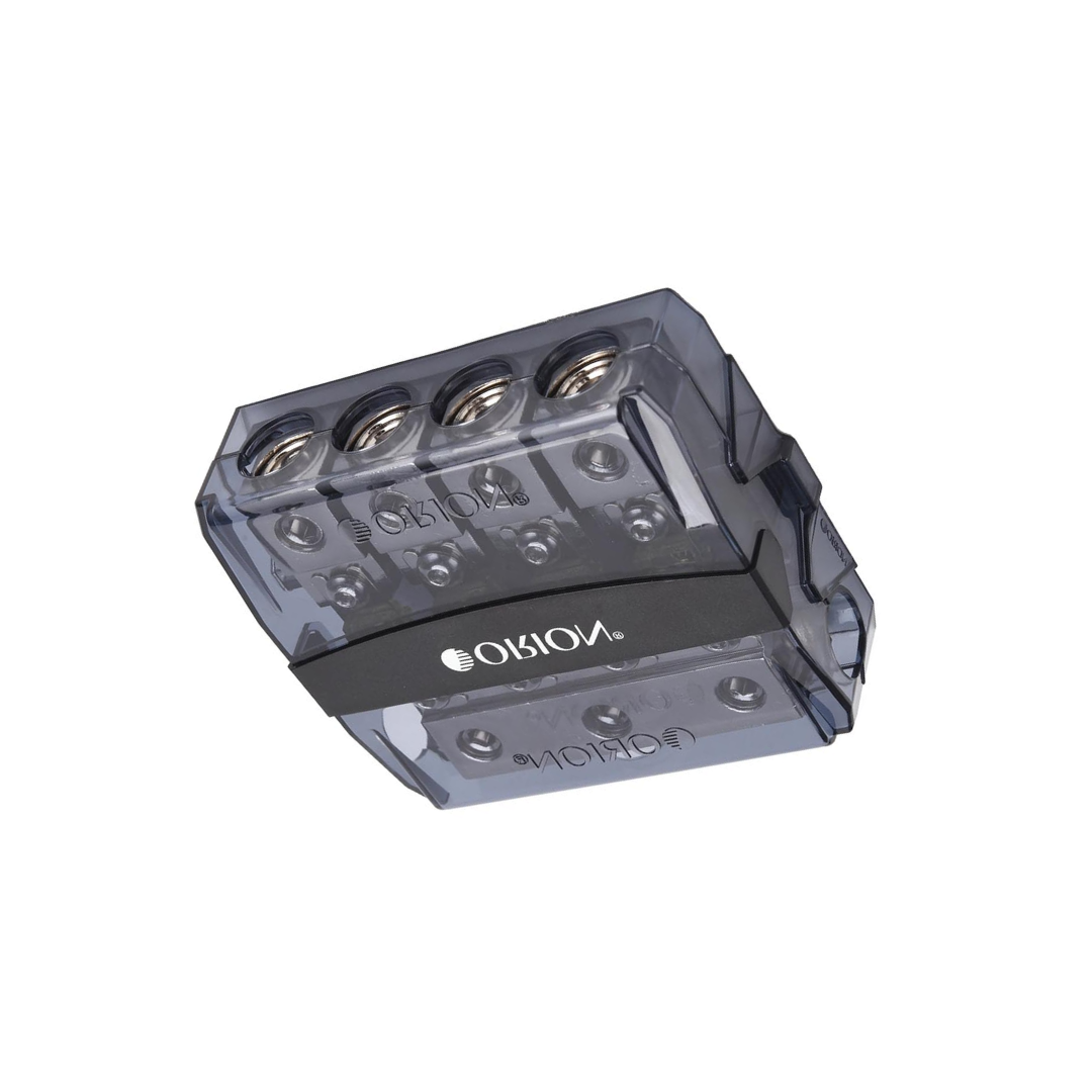 Orion OWFHM30404 Wired Series 3‑In / 4‑Out Mini ANL Power Distribution Block with (4) 100A MANL Fuses – Nickel Finish