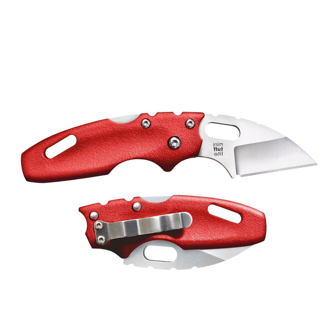 Cold Steel Mini Tuff Lite 2" 4034SS Sheepsfoot Razor-Sharp Blade 3" Griv-Ex Red Handle Everyday Carry Pocket Folding Knife