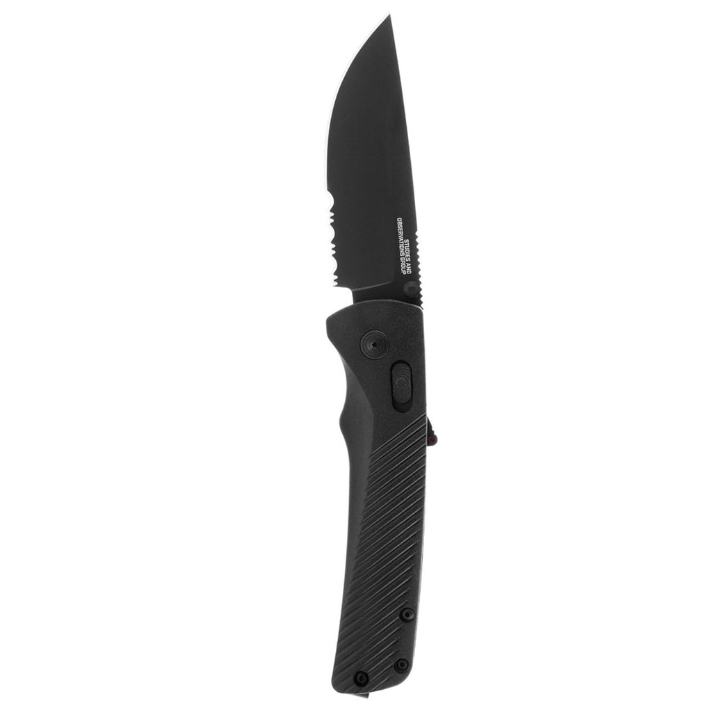 SOG Flash AT Daily Carry Ambidextrous Partially Serrated Pocket Folding Knife | Ergonomic Handle | D2 Steel Blade, Blackout