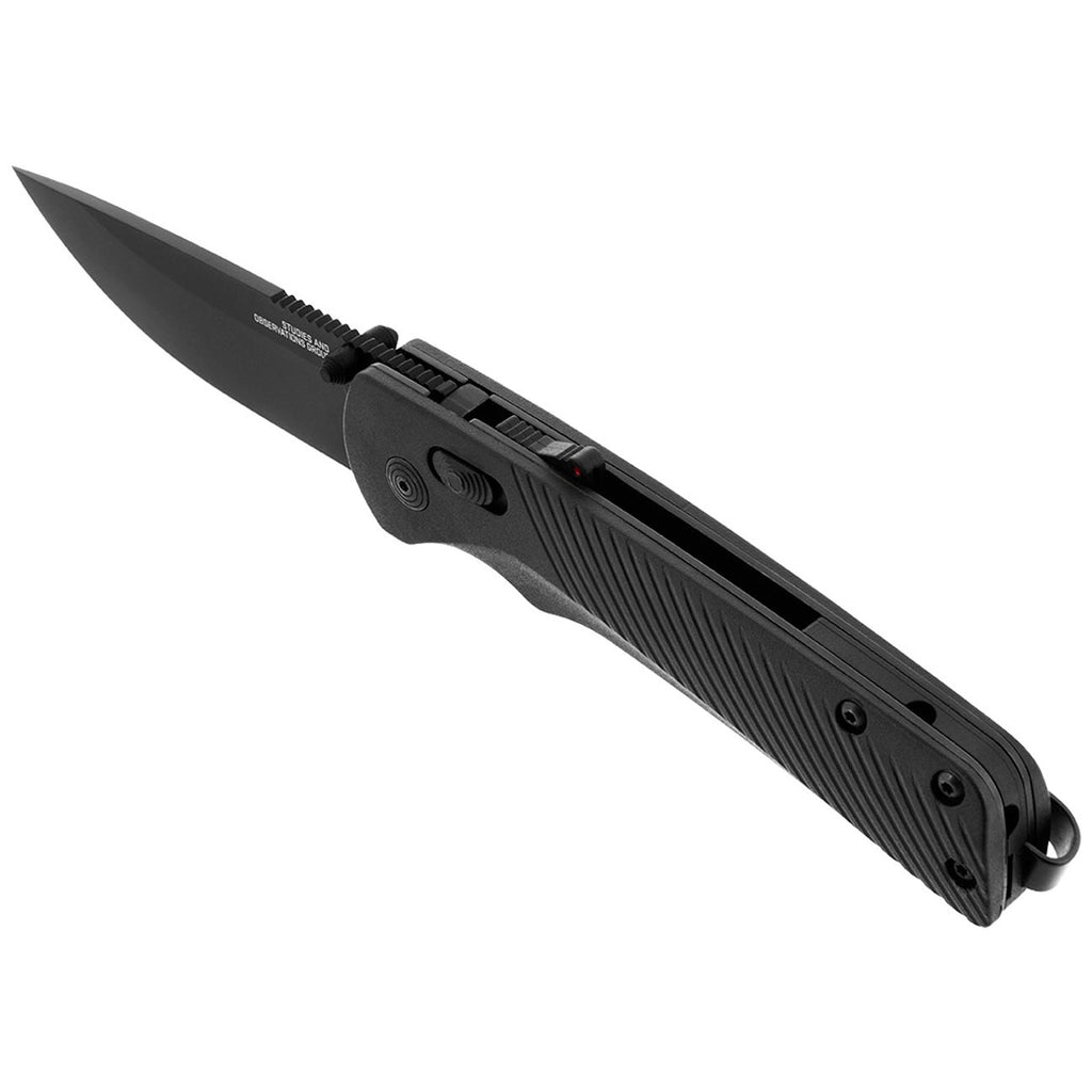 SOG Flash AT Daily Carry Ambidextrous Straight Pocket Folding Knife | Ergonomic Handle & Deep-Carry Clip | D2 Steel Blade, Blackout