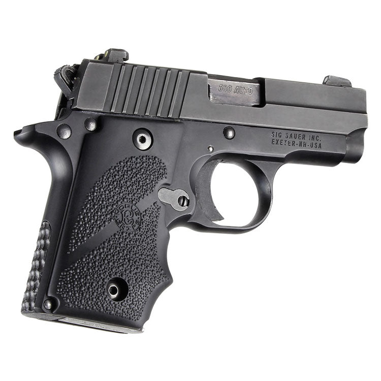 Hogue OverMolded Rubber Grip with Finger Grooves for SIG SAUER P238 - Black - 38000