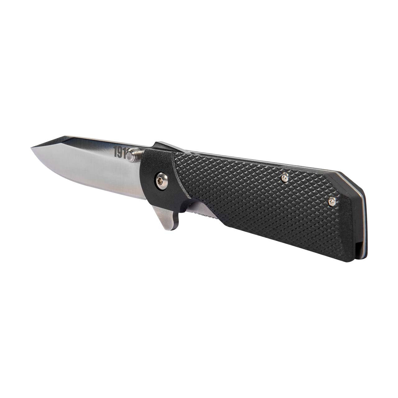Cold Steel 1911 Folding Knife with Liner Lock, Checkered Griv-Ex Handle, Ambidextrous Pocket Clip, and Flipper, Silver & Black