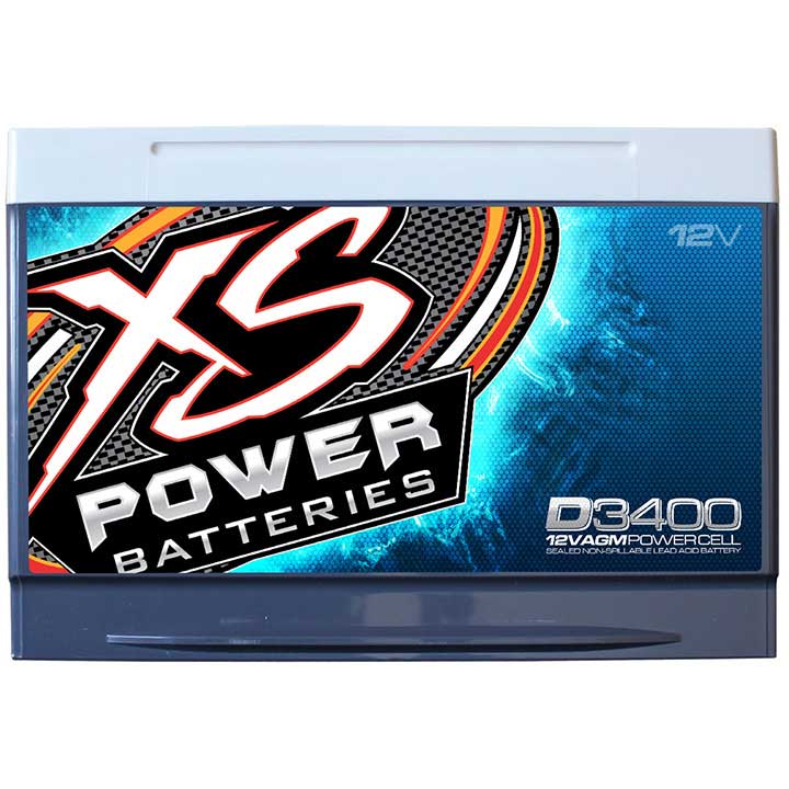 XS Power D3400 3300 Amp AGM Battery with M6 Terminal Hardware - 12 Volt 80Ah 1150CA Deep Cycle AGM Powercell for Winch, Car Audio Systems - 49.97 lbs, Maintenance Free, Sealed Design