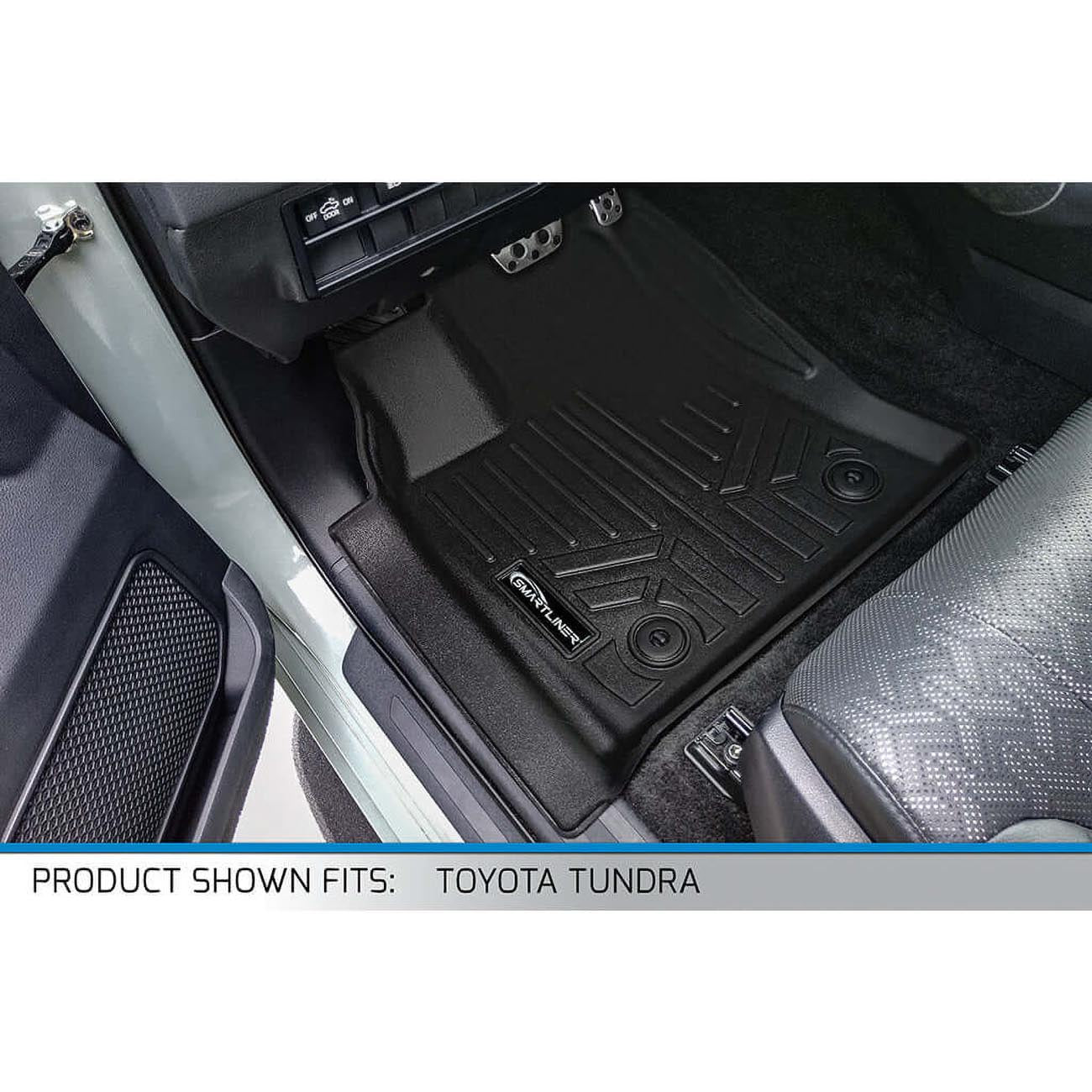 SMARTLINER SA0593B0593 Floor Liners Front & 2nd Row for 2022–2025 Toyota Tundra CrewMax Cab – All Weather Custom Fit, Black