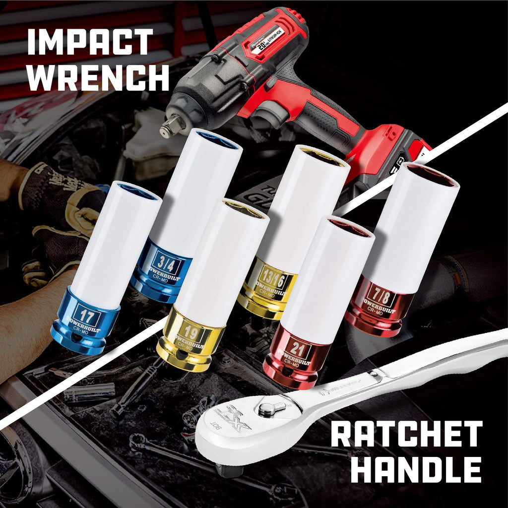 Powerbuilt 1/2 Inch Drive 17mm Impact Lug Nut Socket, Non-marring and Thin Wall Lug Nut Socket, Protects Lug Nuts from Damage - 941039