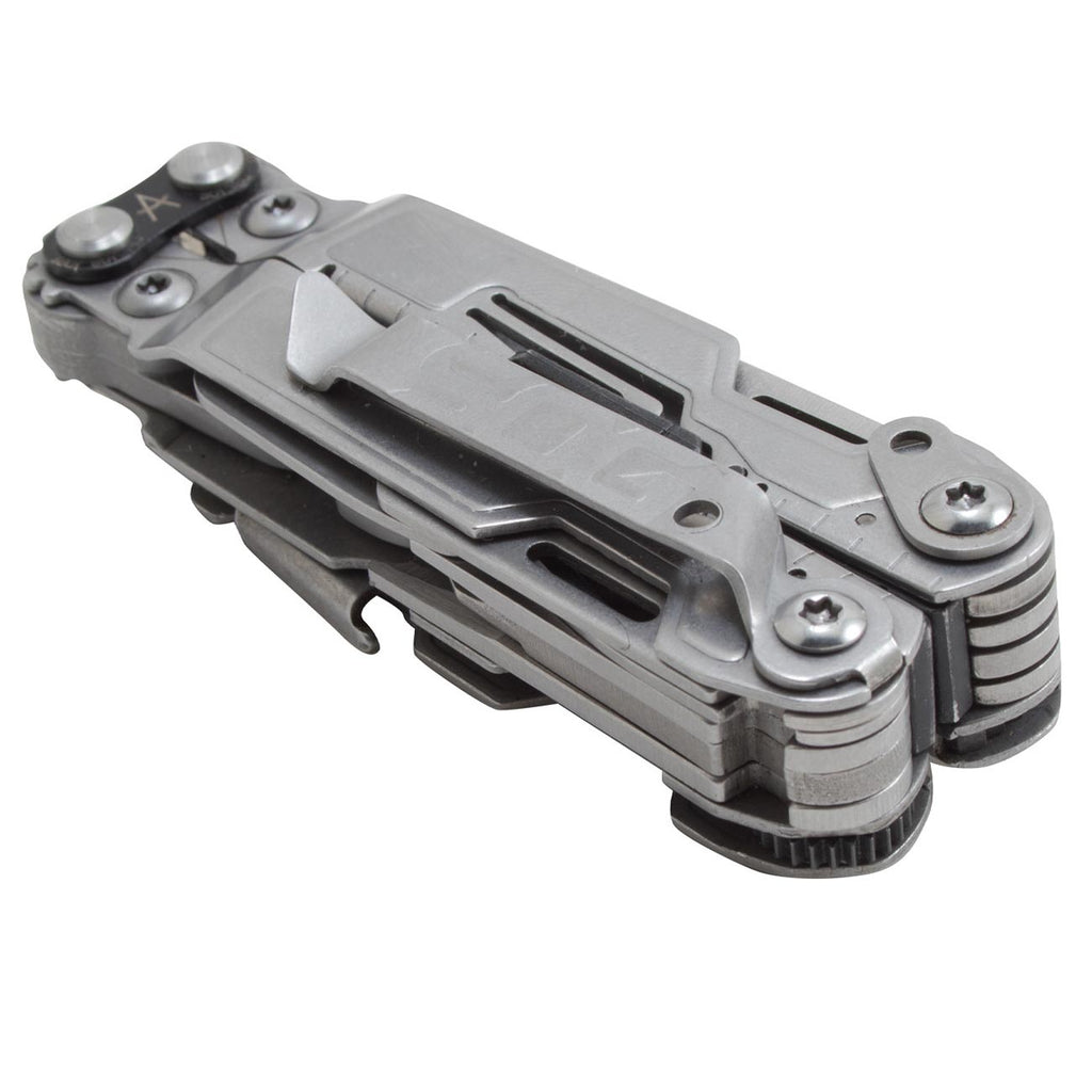 SOG PowerLitre Mini Utility Multi-Tool w/ 19 Lightweight Tools, Compact 5 Inch Long Utility Tool with Knife, Screwdriver, Hex Bit Holder, Stone Wash