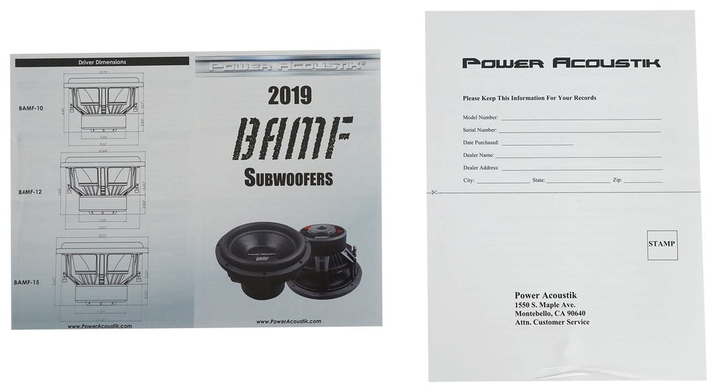 Power Acoustik BAMF-124 BAMF Series Subwoofer (12", 3,500 Watts max, Dual 4Ω), Black