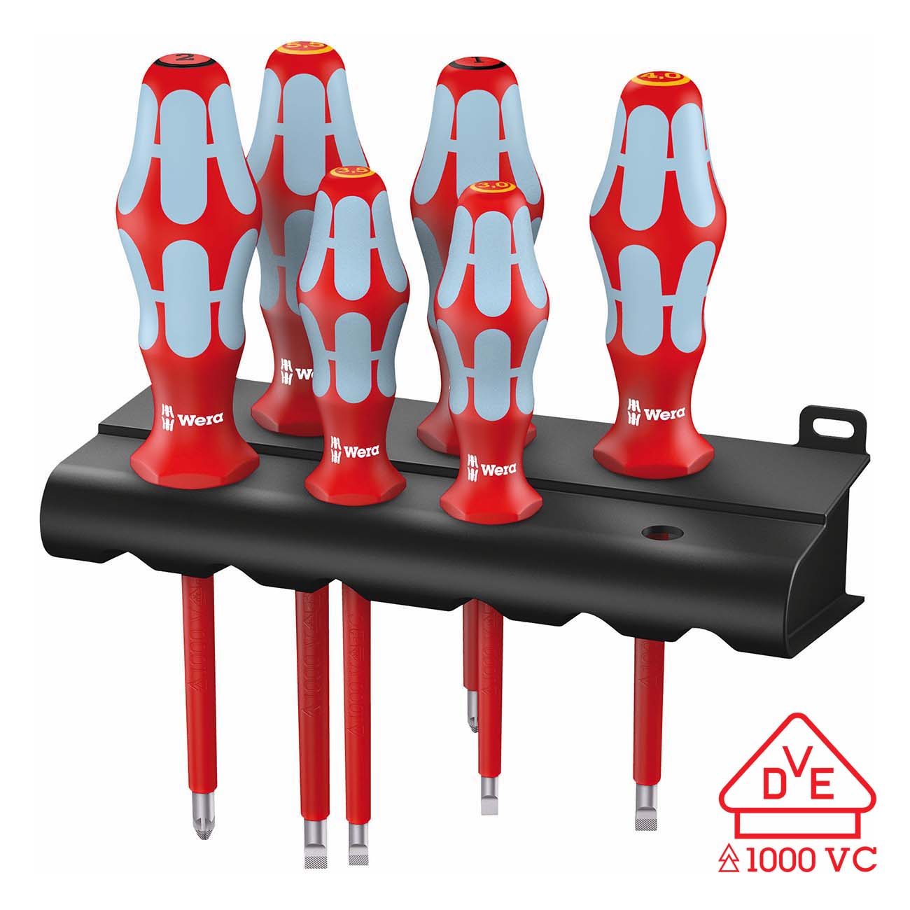 Wera 05022745001 VDE Insulated Screwdriver Set with Rack – 6 Piece