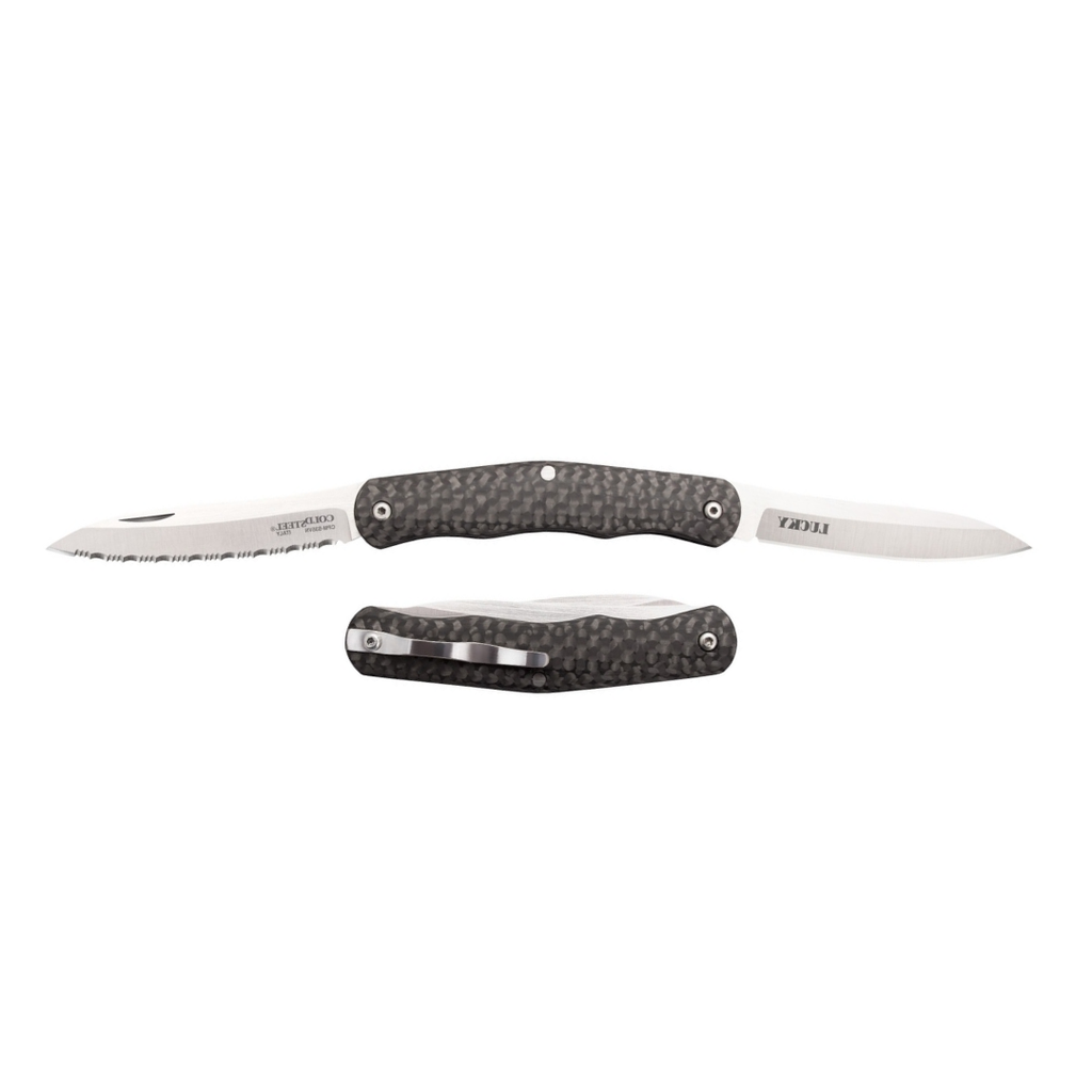 COLD STEEL Lucky Twin 2.625" S35VN Blades 3.25" Carbon Fiber Handle Everyday Carry Compact Pocket Folding Knife w/Slip Joint Lock