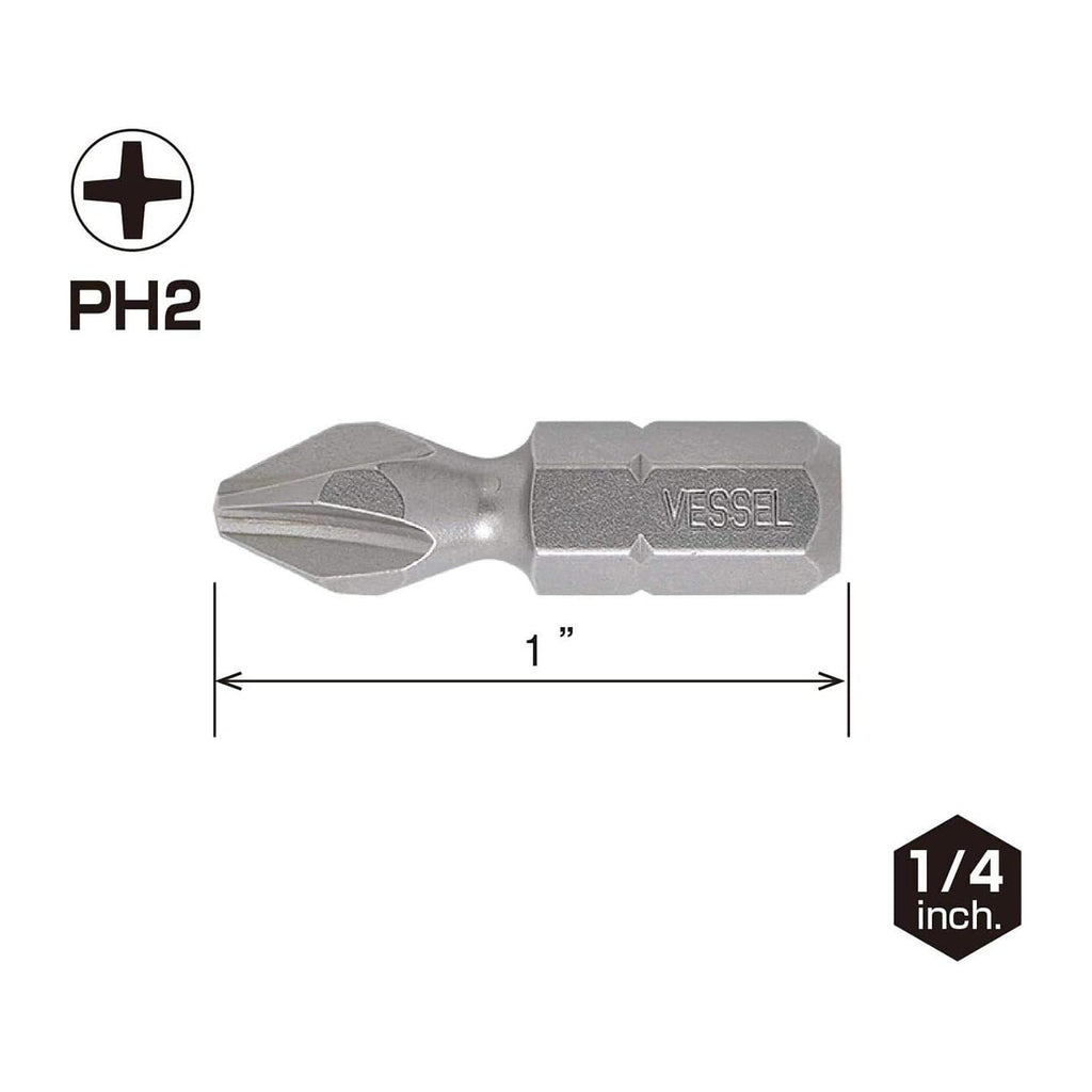 VESSEL - Neck Torsion Insert Bits Ph2X25.4 25Pc (Tictac) (NTPH2254P25T)