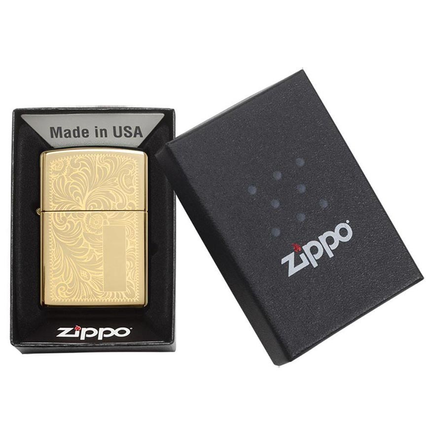 Zippo Lighter High Polish Brass Venetian