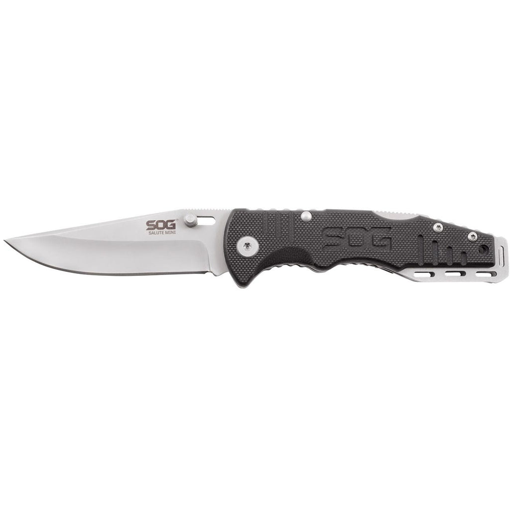 SOG Salute Mini Tactical Knife- EDC Folding Pocket Knife with 3.1 Inch Blade, Adjustable Thumb Stud and Low Carry Bayonet Clip, Bead Blasted (FF1001-CP)