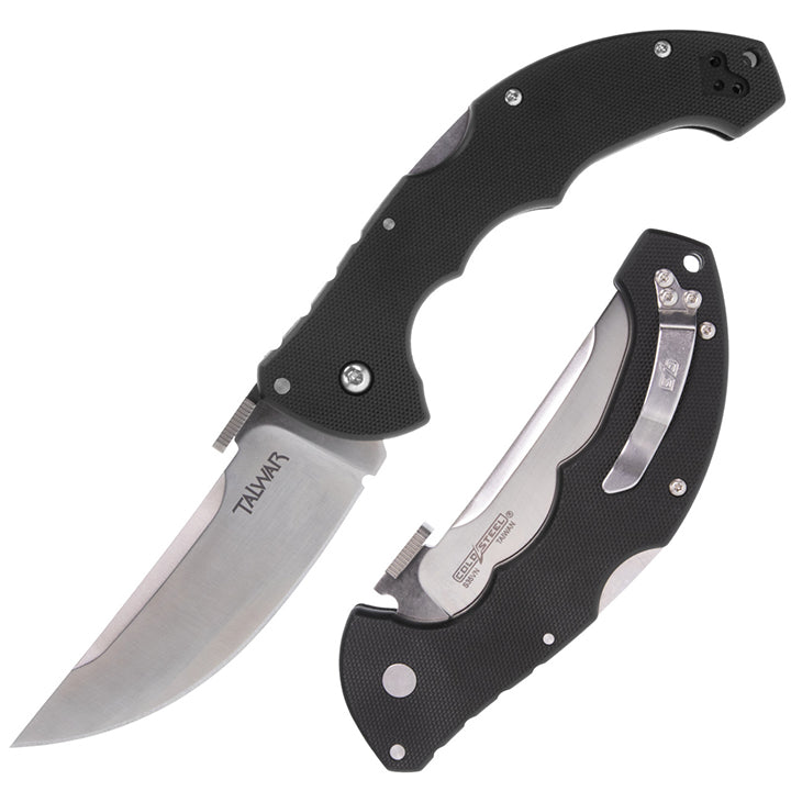Cold Steel Talwar 4" S35VN Steel Ultra-Sharp Plain Blade 5.25" G10 Handle Tactical Pocket Folding Knife with Tri-Ad Locking Mechanism
