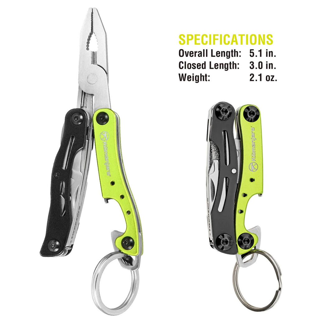 Kilimanjaro 910055 Ascend 9 in 1 Multi-Tool -with TSA Compliant, Long Nose Pliers, Wire Stripper, Bottle Opener, Scissors, Phillips and Slotted Screwdriver, Single Cut File, Tweezers, Key Chain
