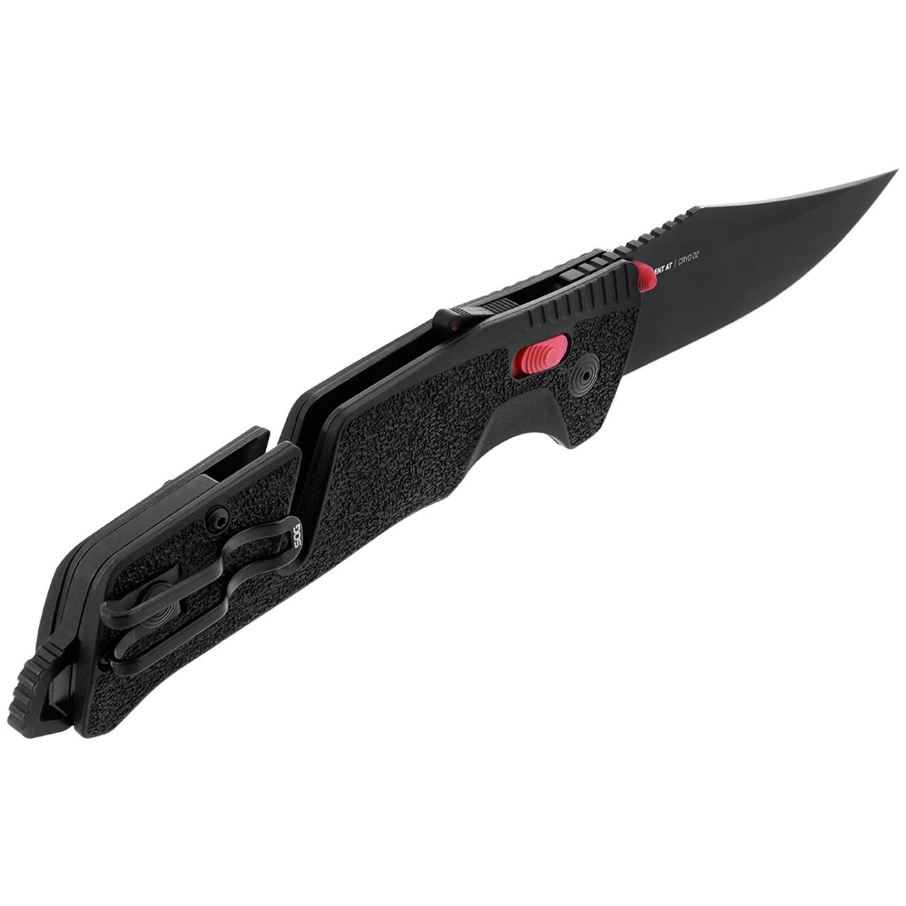 SOG Trident at Ambidextrous Professional Straight Folding Knife | Heat-Treated CRYO D2 3.75" Stainless Steel Blade, Black/Red