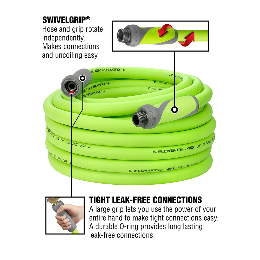 Flexzilla Garden Hose 3/4 in. x 50 ft., Heavy Duty, Lightweight, Drinking Water Safe, ZillaGreen - HFZG650YW-E
