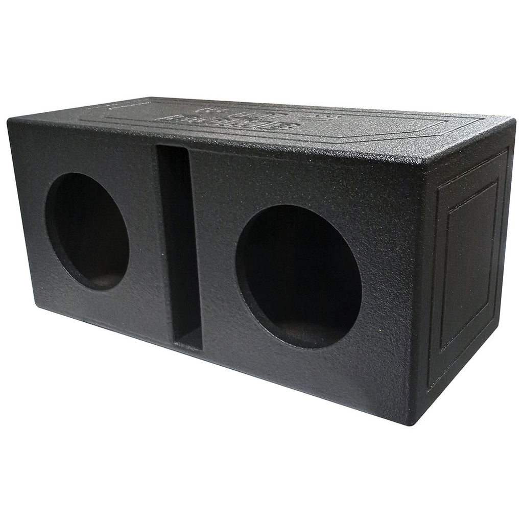 Q Power QBOMB8V Dual 8 Inch Vented Port Subwoofer Sub Box with Bedliner Spray