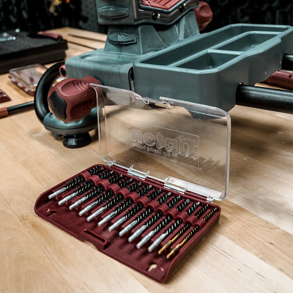 Tipton Nylon Bore Brush 13 Piece Set with Molded Hinge-top Storage Box for Gun Cleaning and Maintenance